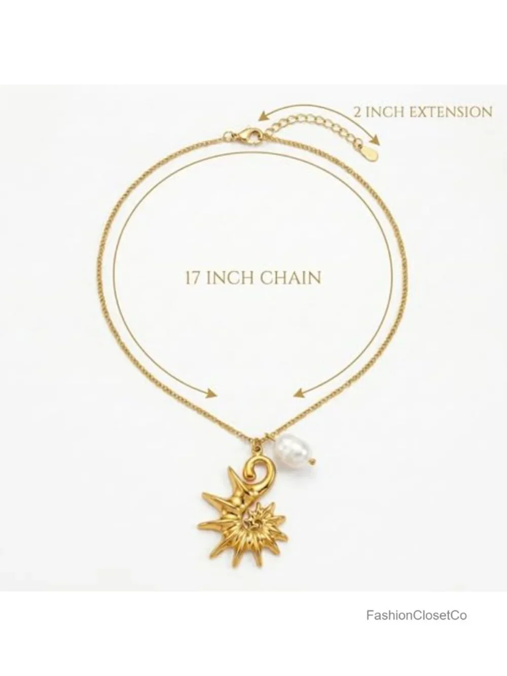Gold Plated Conch Pendant Necklace Boho Seashell Charm